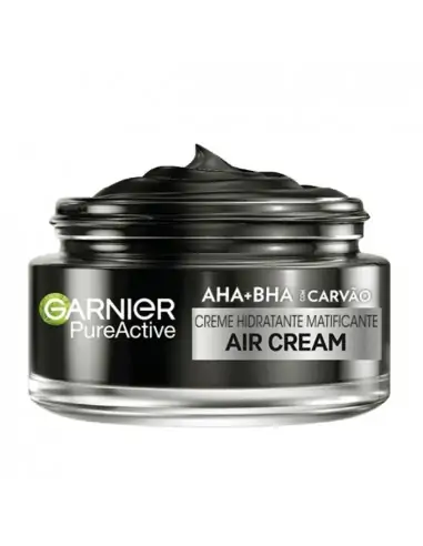 Garnier Pure Active Crema Hidratante Matificante con AHA + BHA + Carbón-Tratamiento hidratante de Día